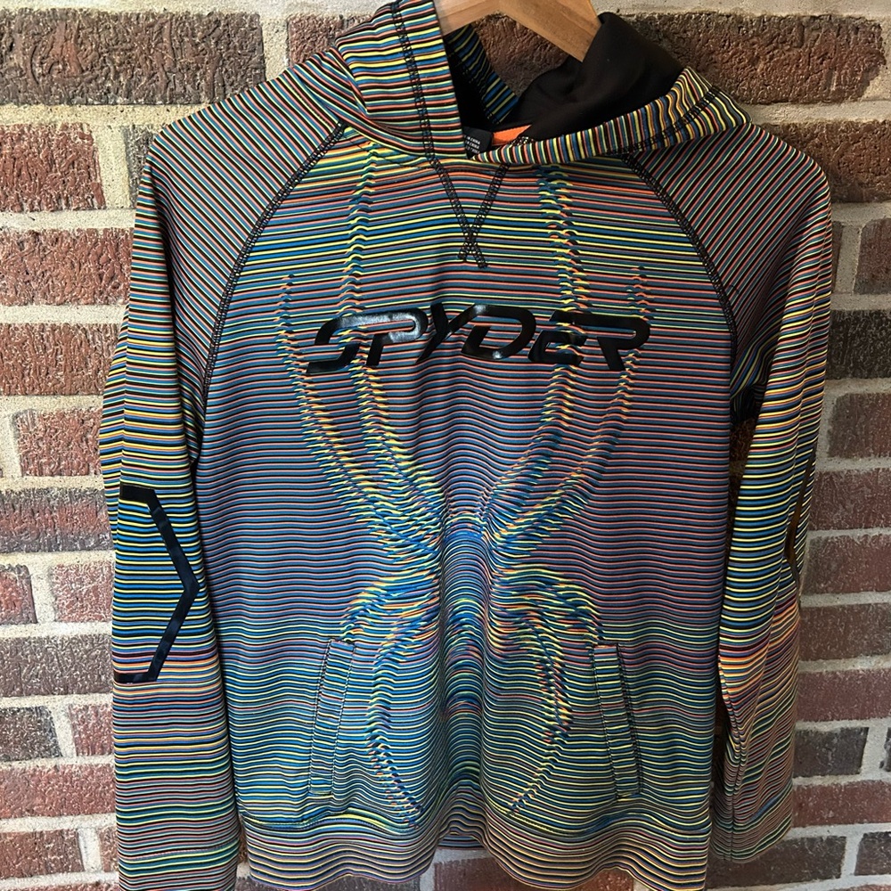 Like new Worn Once Spyder Multicolor Striped Hoodie with Logo size large